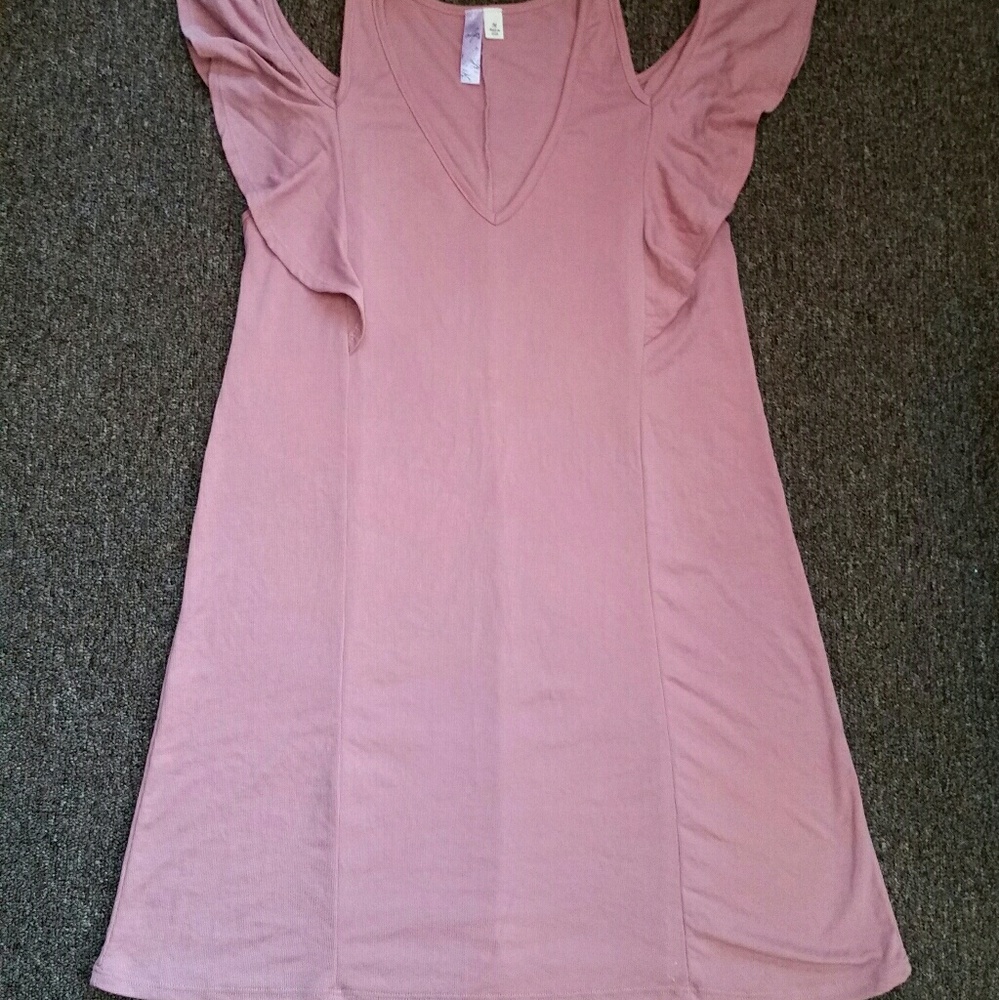 Alya Dusty Rose Cold Shoulder Dress